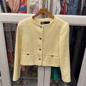 Zara Women's Yellow Tweed Blazer